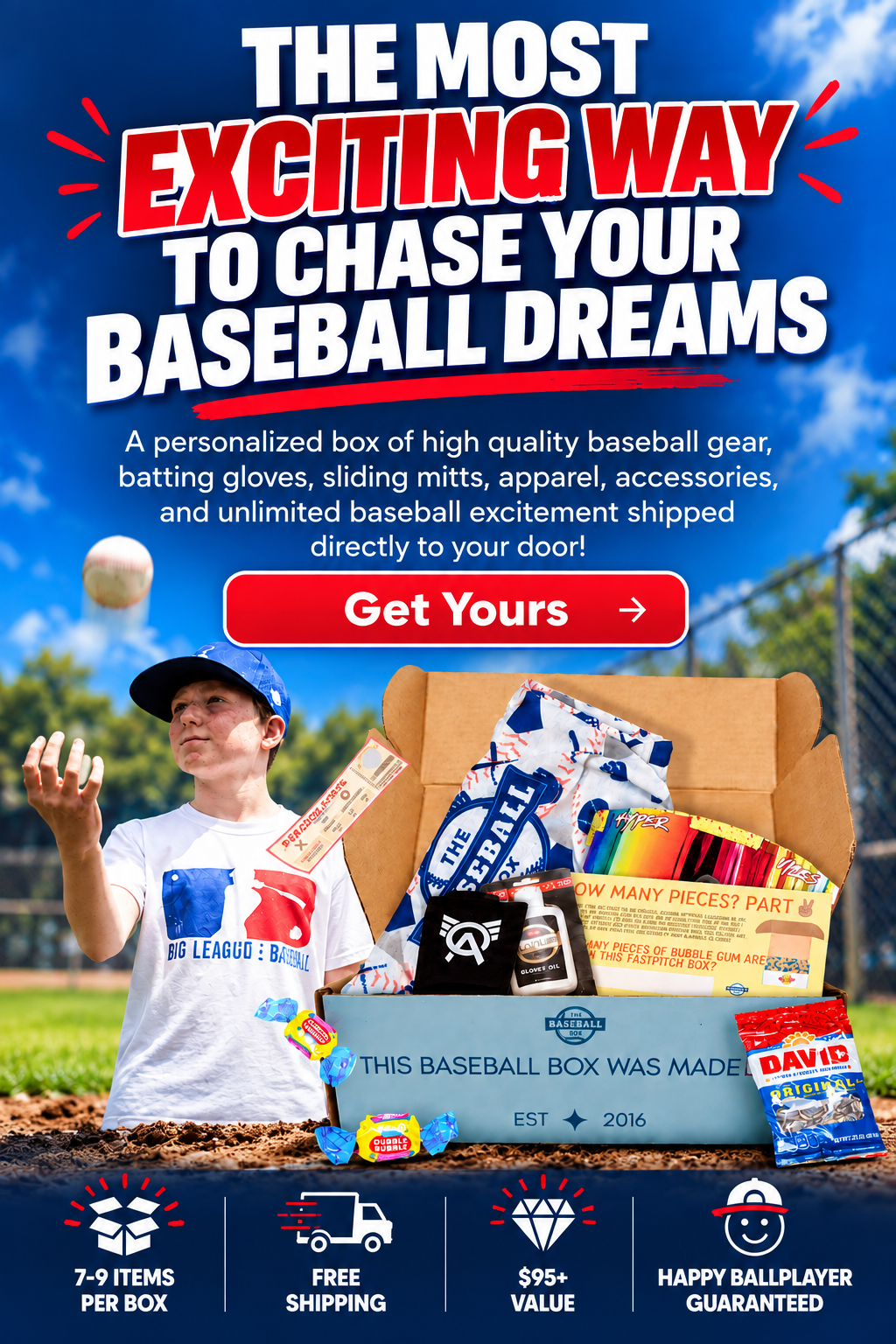 The most exciting way to chase your baseball dreams with a personalized Baseball Box