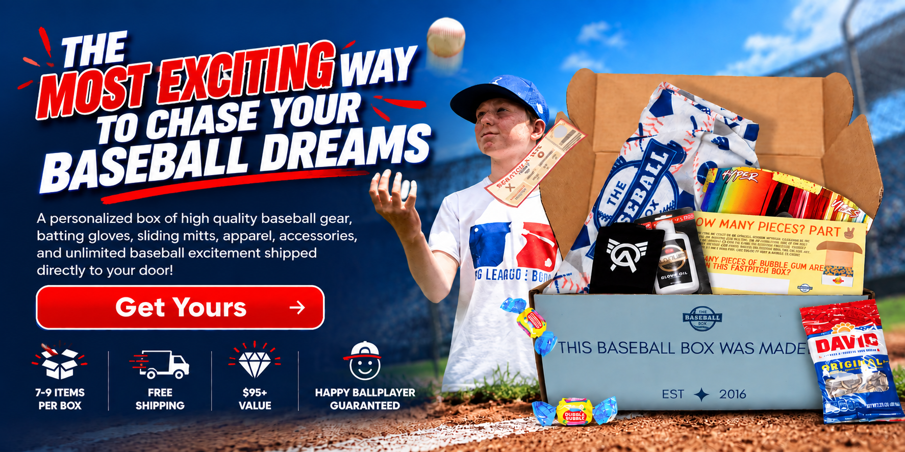 The most exciting way to chase your baseball dreams with a personalized Baseball Box